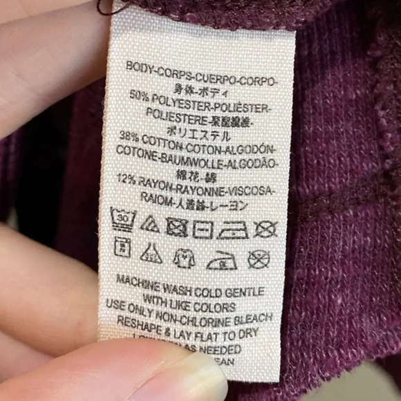 FREE PEOPLE Juicy Split Back Turtleneck Thermal Sweater Plum Medium Autumn Fall - Picture 7 of 8